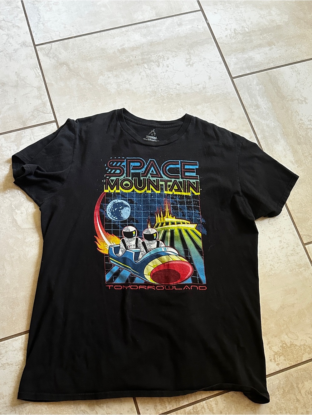 Hanes Black Space Mountain Tomorrowland Graphic Tee with Multicolor Print